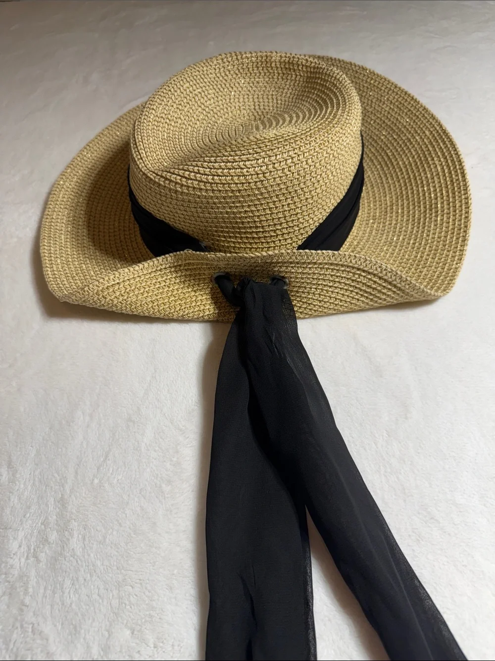 Chapel Hats Woven Straw Sun Hat with Black Band - Women's Summer Hat
